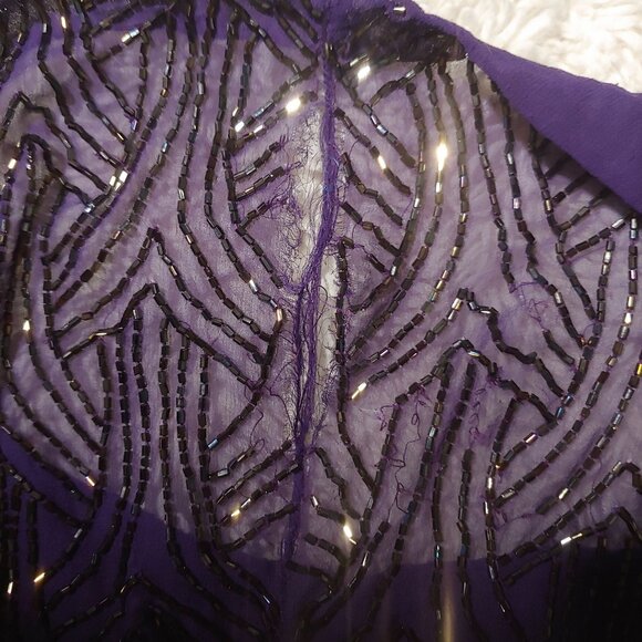 Alice & Olivia 100% Silk Beaded Front/Back Mesh Detail Sparkly Fancy Mini Dress - Picture 12 of 16